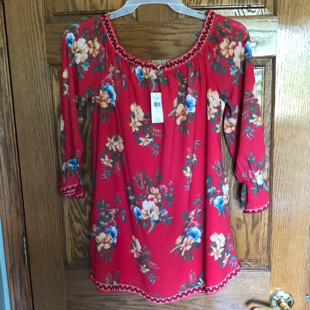 Red floral dress